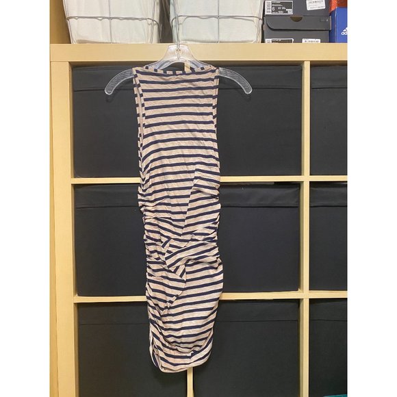 SPLENDID TAUPE AND BLUE STRIPE RUCHED MINI DRESS - Picture 2 of 3